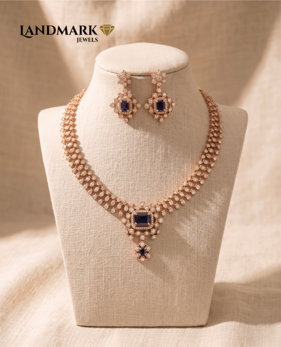 exquisite-dual-layer-american-diamond-necklace-set-with-emerald-accents-and-pearl-drops