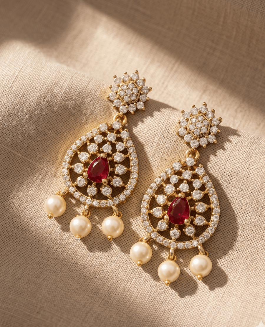exquisite-teardrop-filigree-gold-plated-drop-earrings-with-pear-shaped-red-rubies-clear-cubic-zirconia-and-hanging-white-pearls