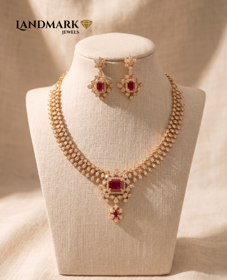 regal-ruby-red-american-diamond-studded-necklace-set-with-matching-drop-earrings