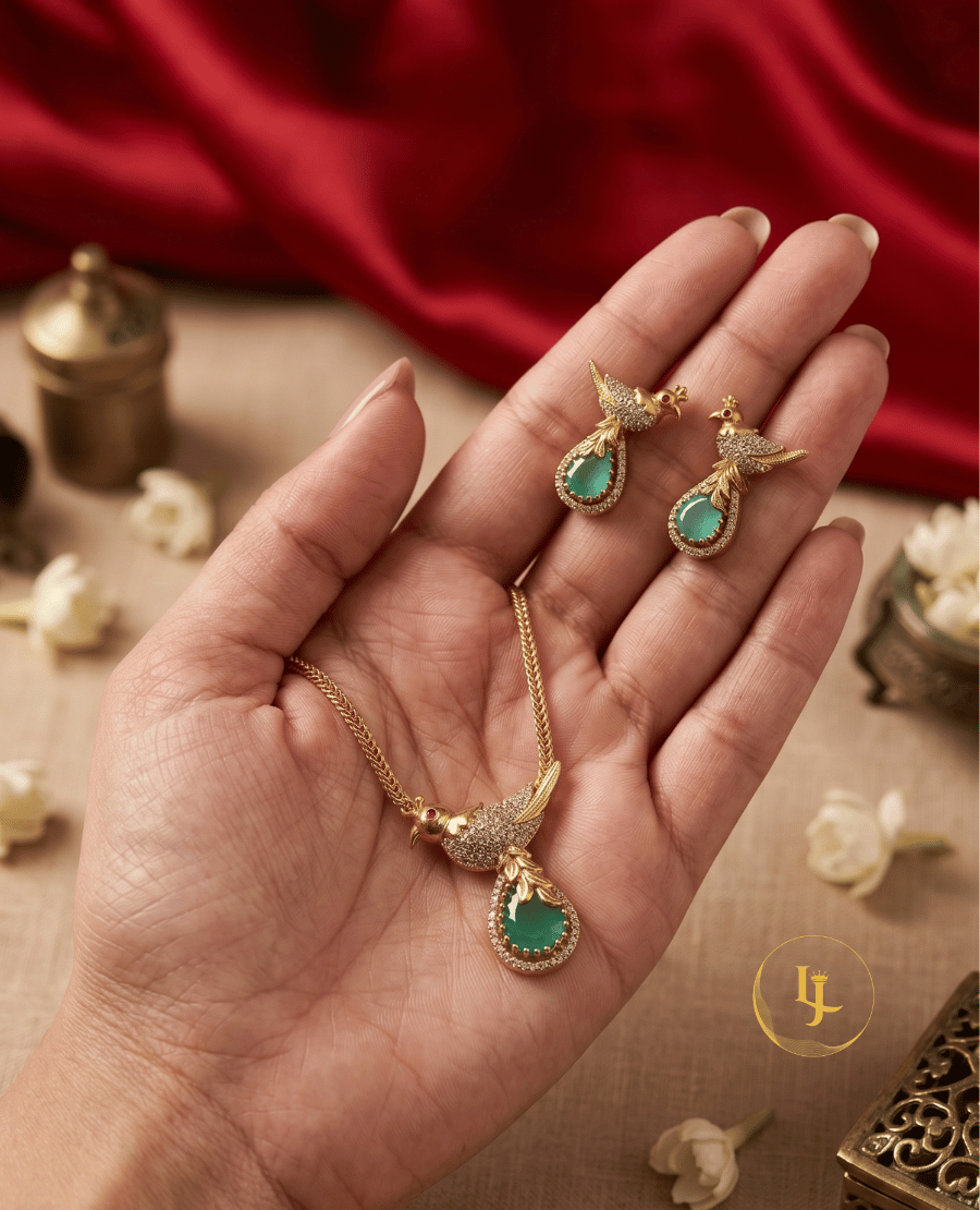 landmark-jewels-emerald-green-bird-motif-pendant-set-with-matching-earrings