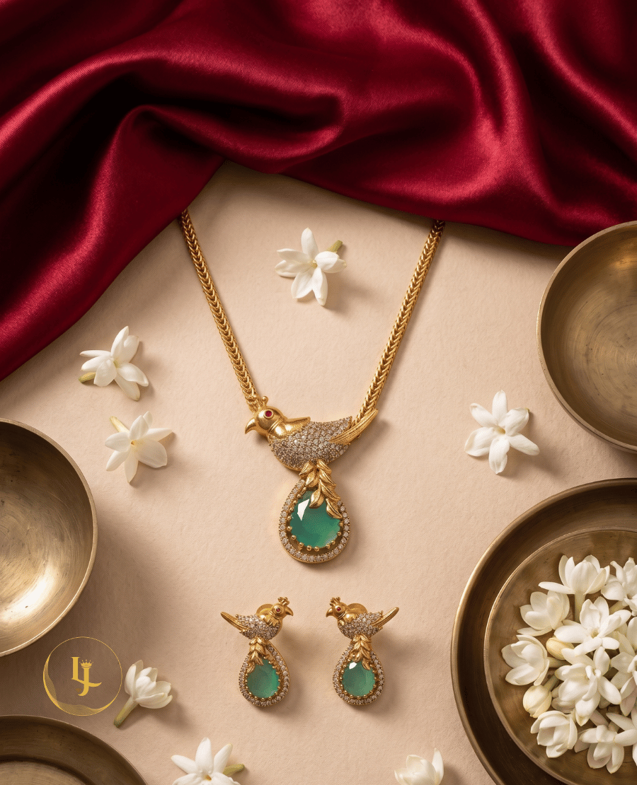 landmark-jewels-emerald-green-bird-motif-pendant-set-with-matching-earrings