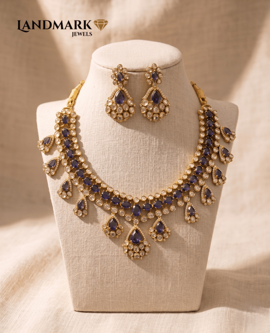 royal-blue-pear-drop-polki-necklace-set-with-matching-jhumkas
