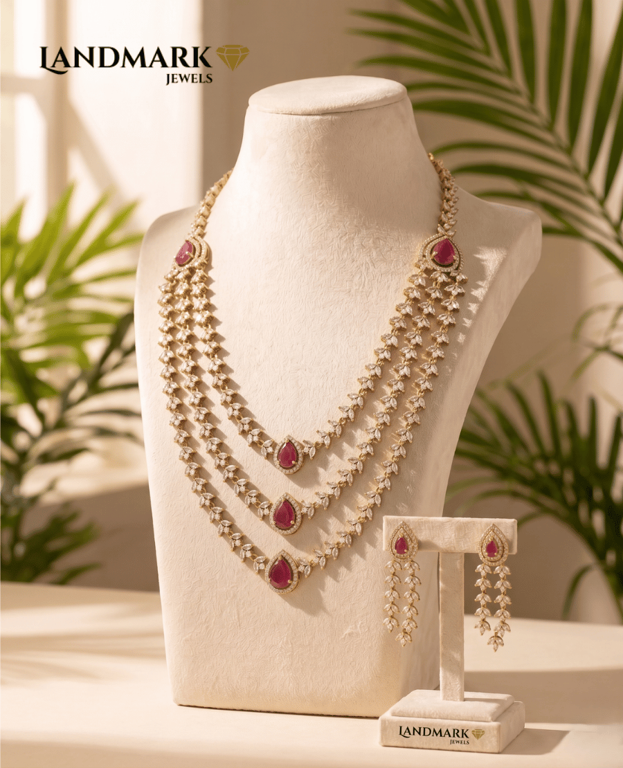 ruby-cz-diamond-3-layered-necklace-set-with-drop-earrings