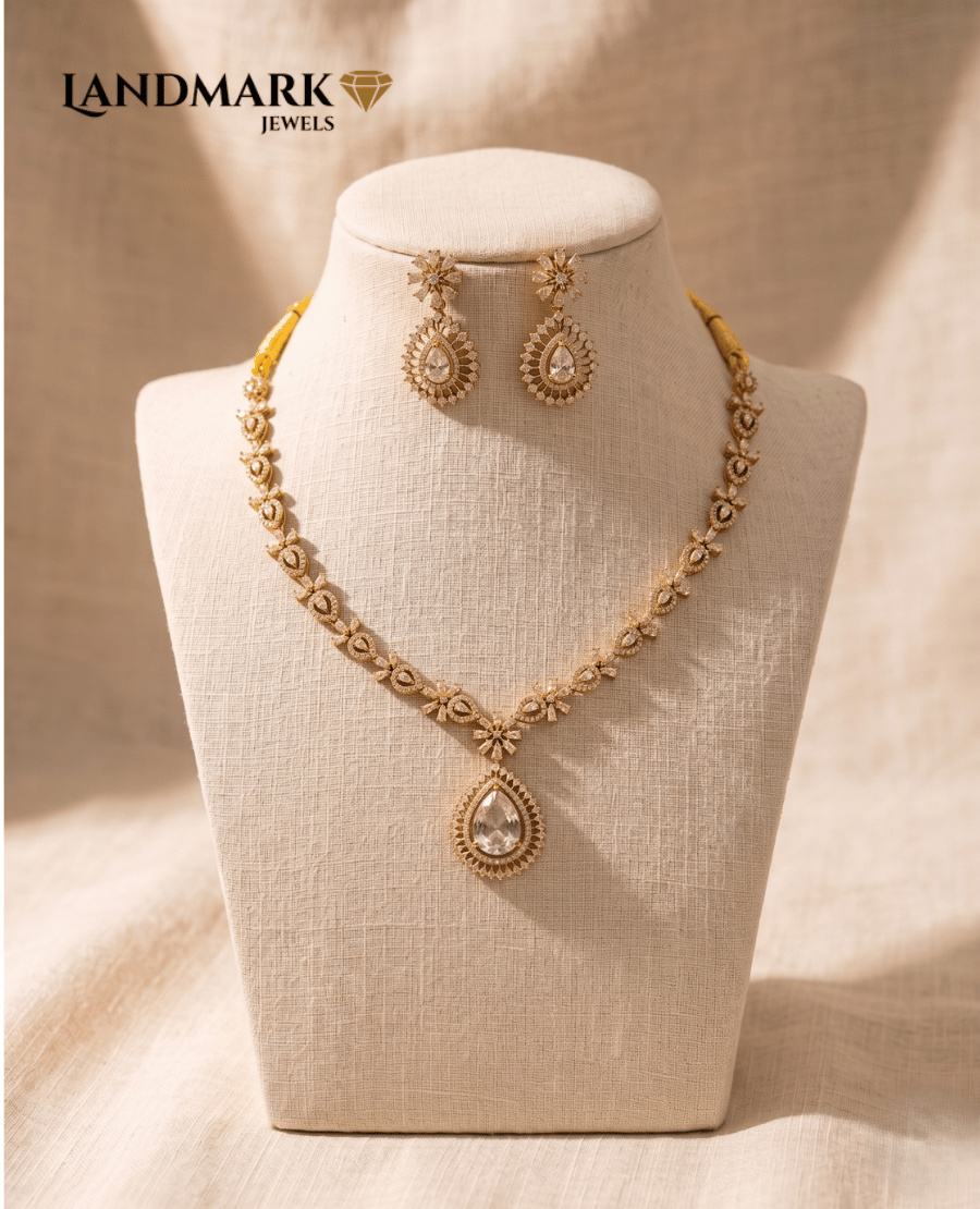 pear-drop-american-diamond-necklace-set-with-floral-accents