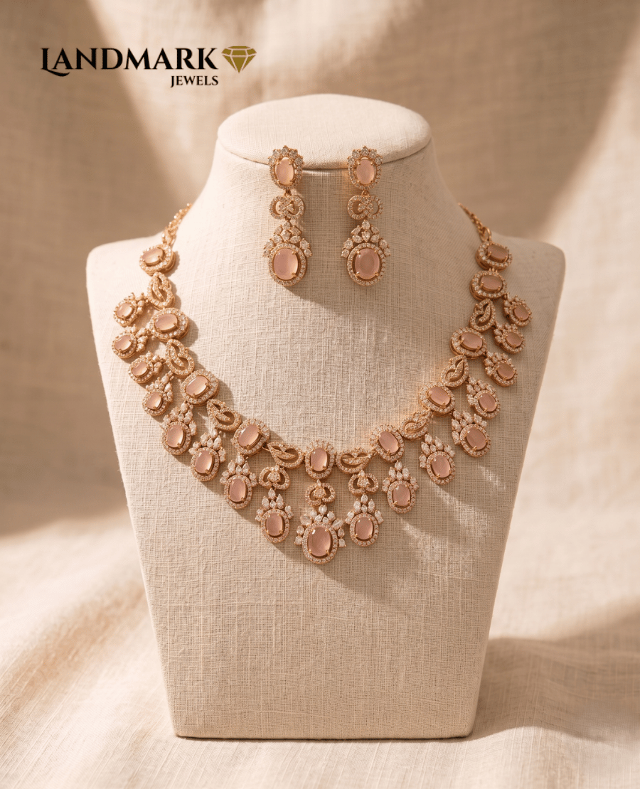 blush-radiance-rose-gold-plated-necklace-set-with-matching-earrings