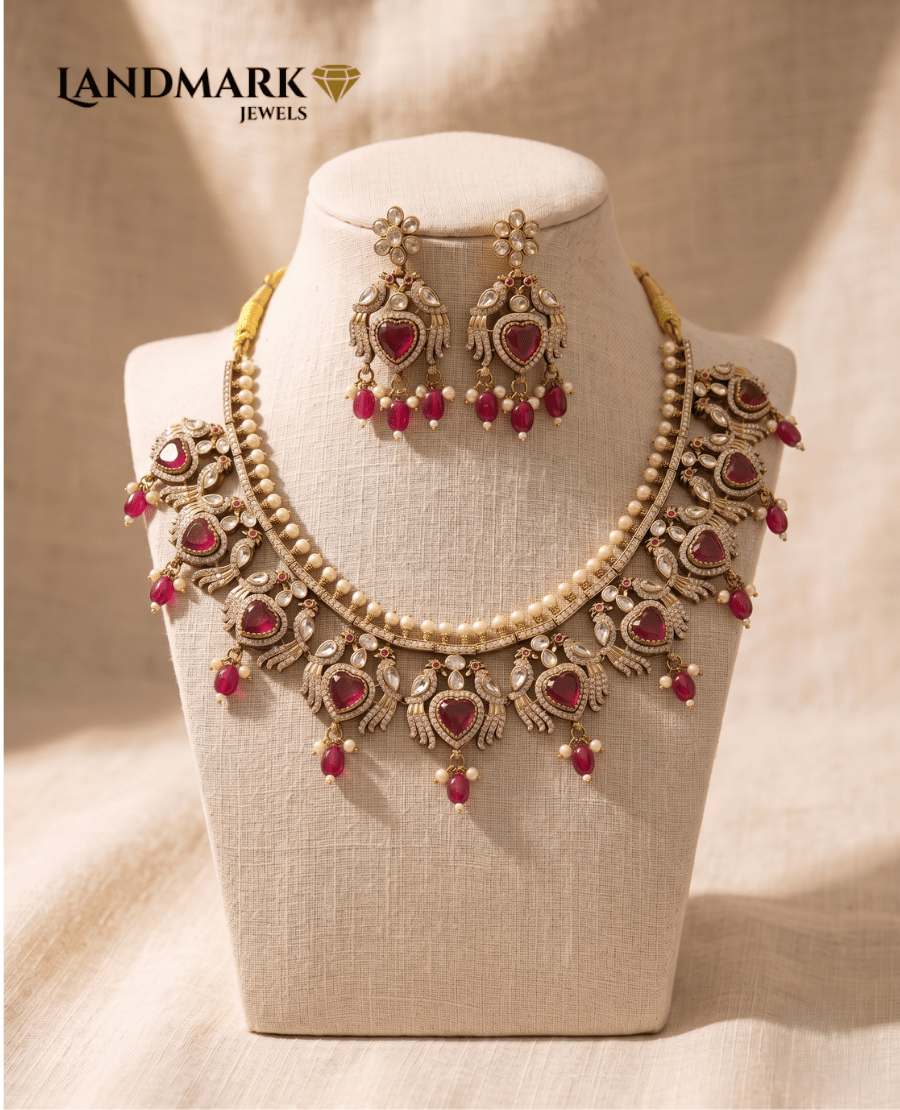 heart-shaped-ruby-pearl-peacock-necklace-set