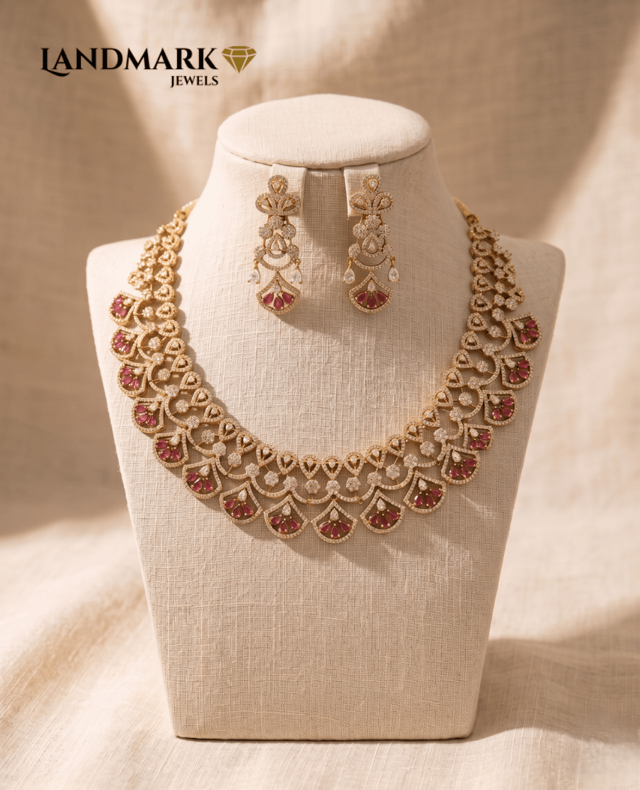 ruby-american-diamond-floral-choker-set-with-matching-earrings