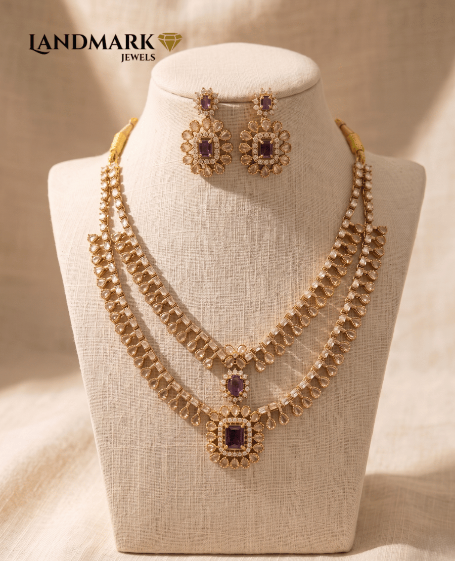 amethyst-hued-layered-necklace-set-with-matching-drop-earrings