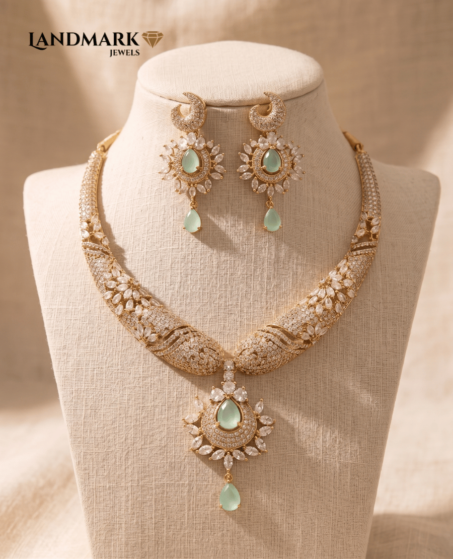 mint-green-floral-cz-stone-necklace-set-with-matching-earrings