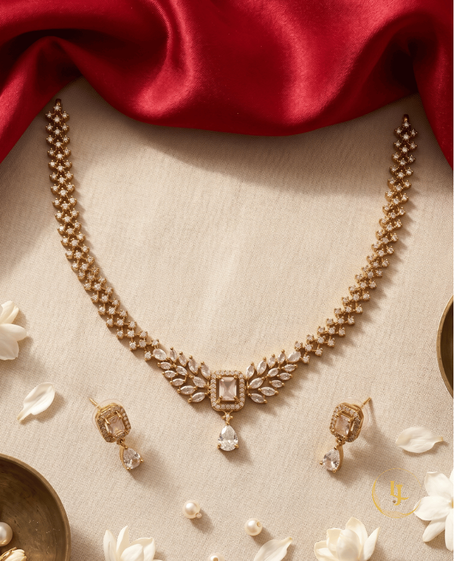 rose-gold-plated-marquise-peach-stone-necklace-set-with-drop-earrings