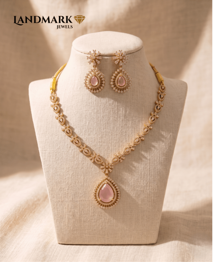 rose-pink-teardrop-necklace-earring-set