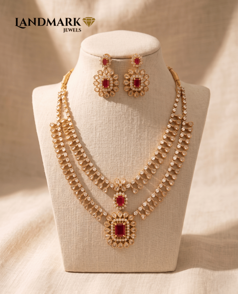 royal-red-ruby-ad-stone-two-layer-necklace-set-with-matching-drop-earrings