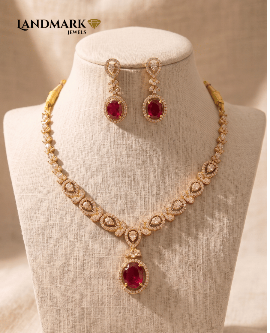 regal-ruby-cz-gold-plated-necklace-set