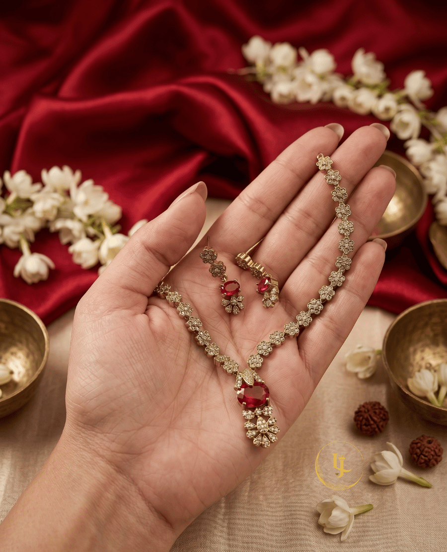 landmark-jewels-ruby-red-necklace-and-earring-set-held-in-hand-to-show-scale-and-intricate-craftsmanship