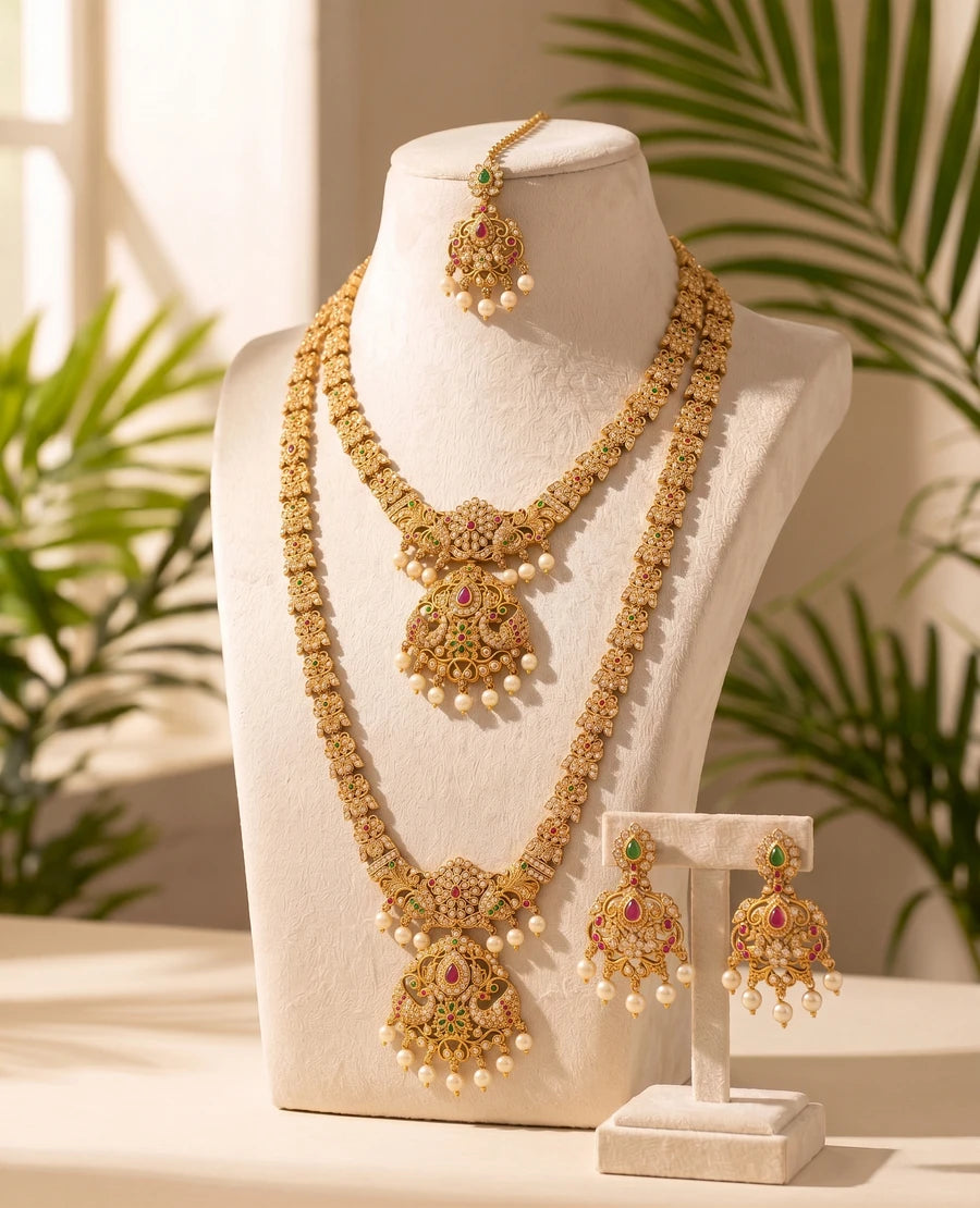 landmark-jewels-antique-gold-plated-matte-temple-jewelry-set-with-pearls-kemp-stones